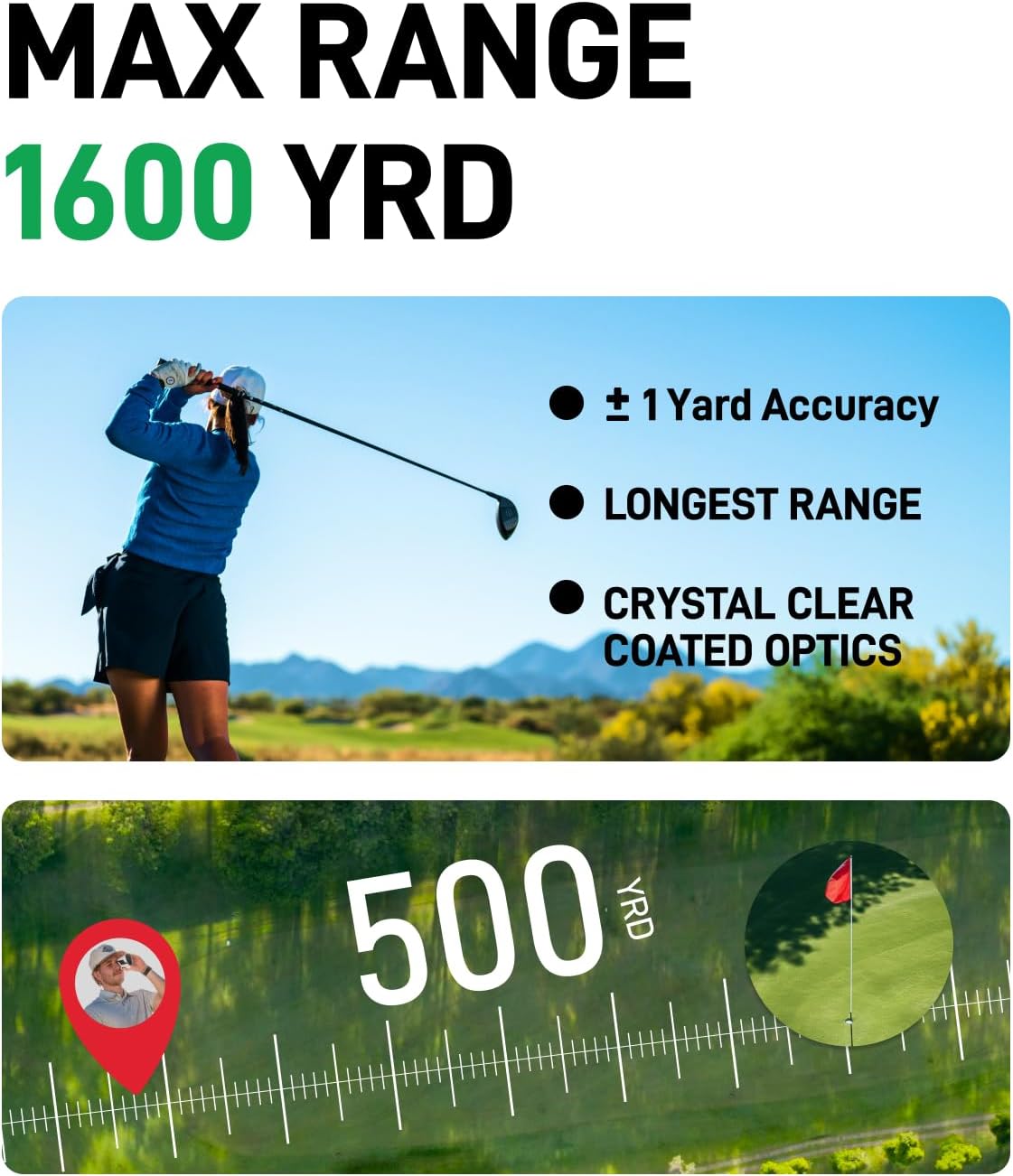 Yard Sync L30 Golf Laser Rangefinder with Slope On/Off Switch