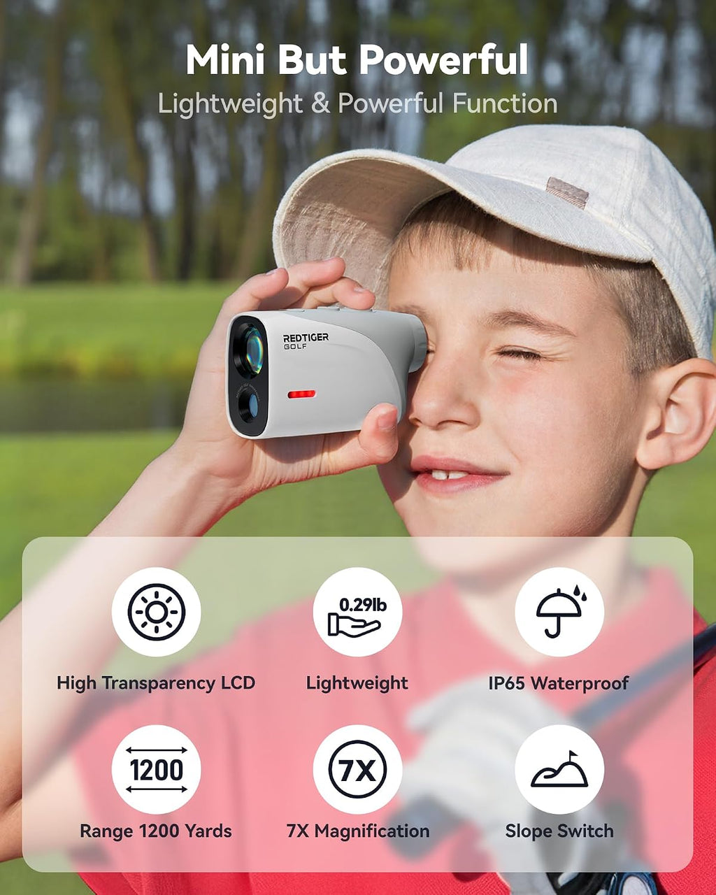 REDTIGER Mini 1200-Yard Golf Range Finder with Slope & Pin-Lock Vibration