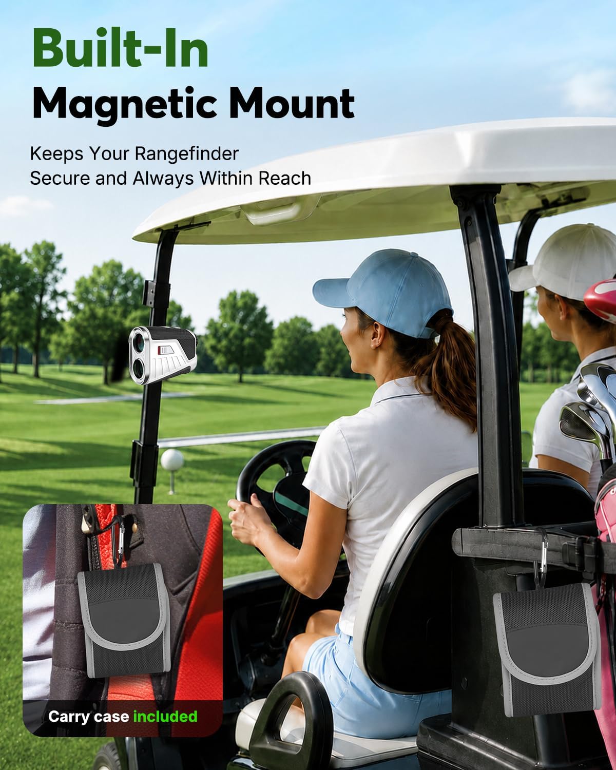 Golf Rangefinder with Slope, 1200 Yards Range Finder Golf with Rechargeable Battery, Magnetic Strap, Flag Pole Locking Vibration, 6X Magnification