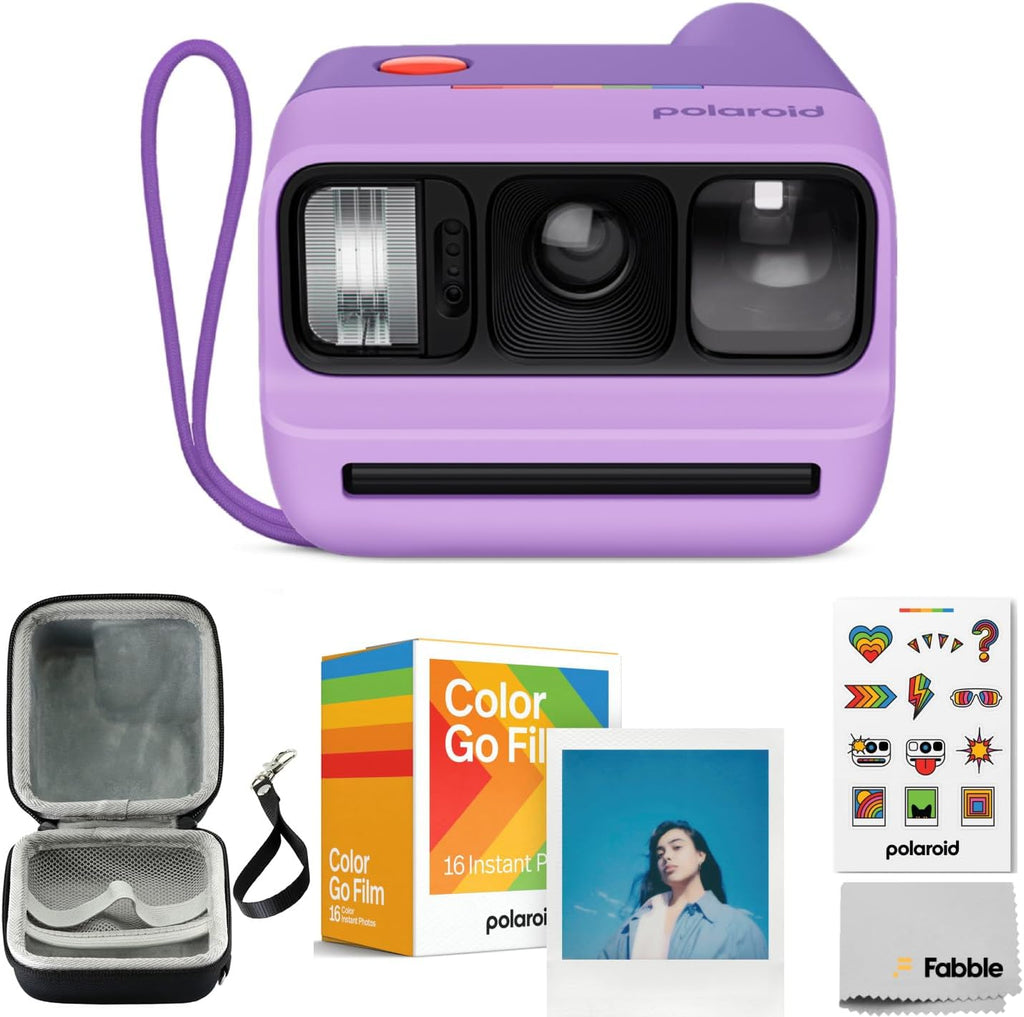 Polaroid Go Generation 3 Instant Film Camera Bundle with Go Color Film 16 Exposures, Protective Hard Case, Wrist Strap, & Accs. for Instant Photography (Purple)