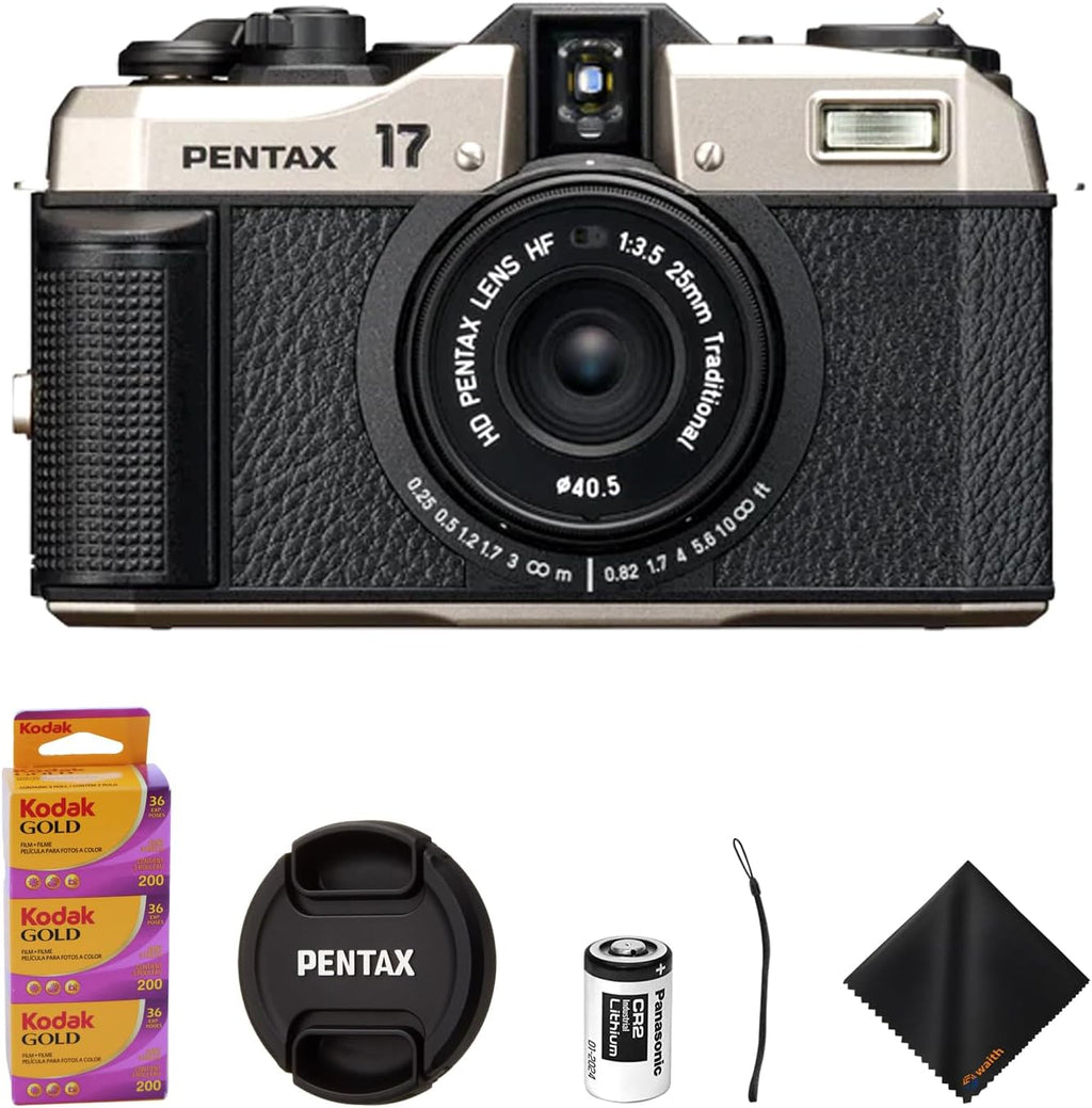 Pentax 17 Half-Frame Compact Film Camera with Kodak Gold 200 Roll Film Kit