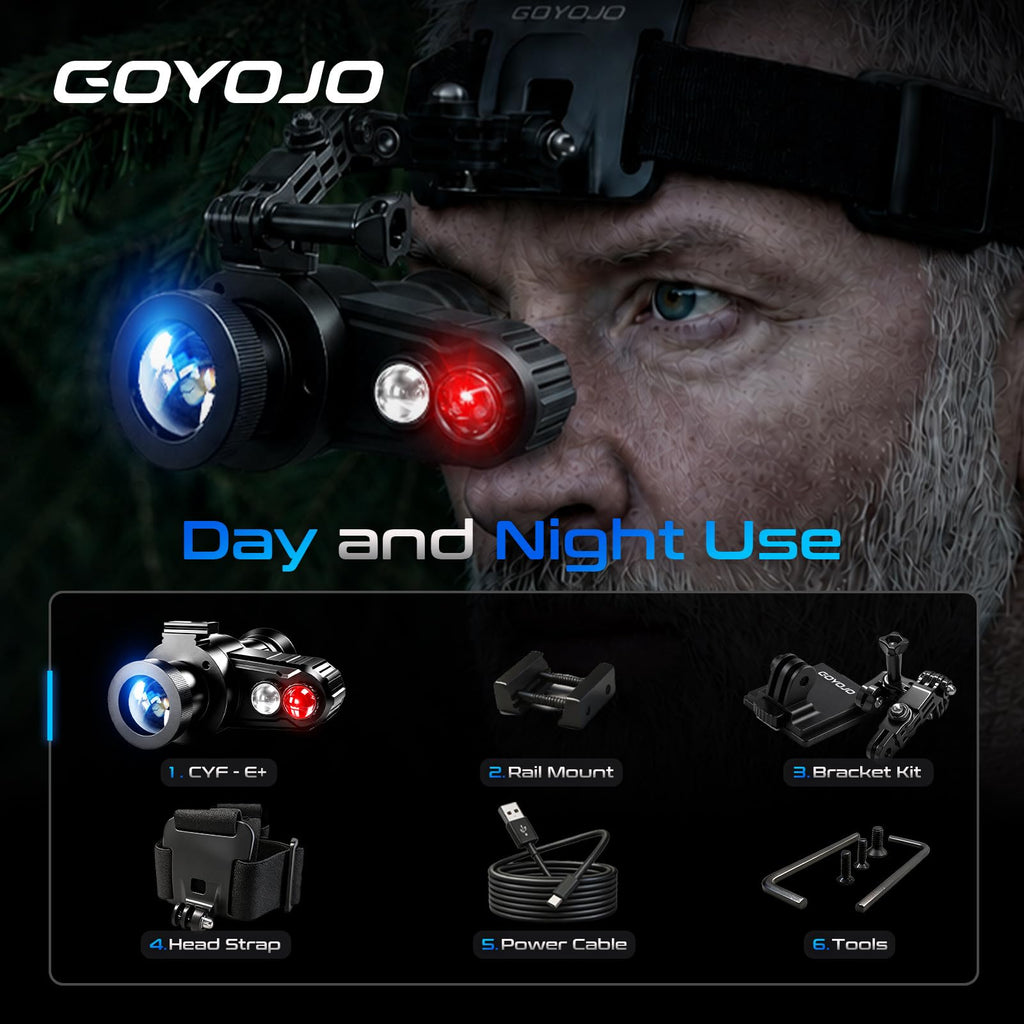 Head-Mounted Night Vision Monocular Goggles with Elastic Head Strap, Default 7X Magnification, Digital Infrared NVG Equipment 1148FT Range with 1.54in HD Screen, Rechargeable for Ghost Hunting Camping