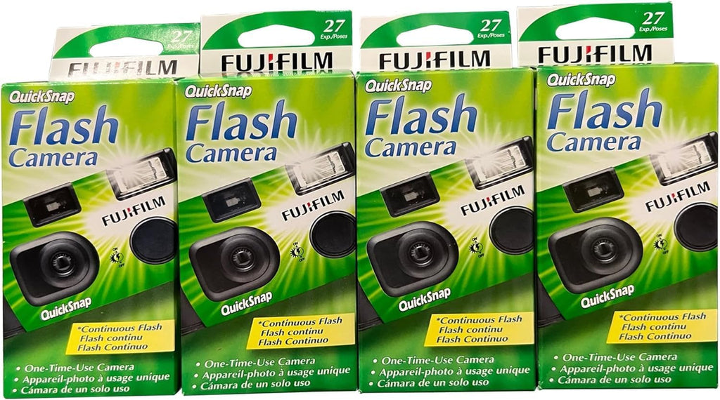 Fujifilm QuickSnap Flash 400 Disposable 35mm Camera w/Flash, 27 Exp, 4-Pack