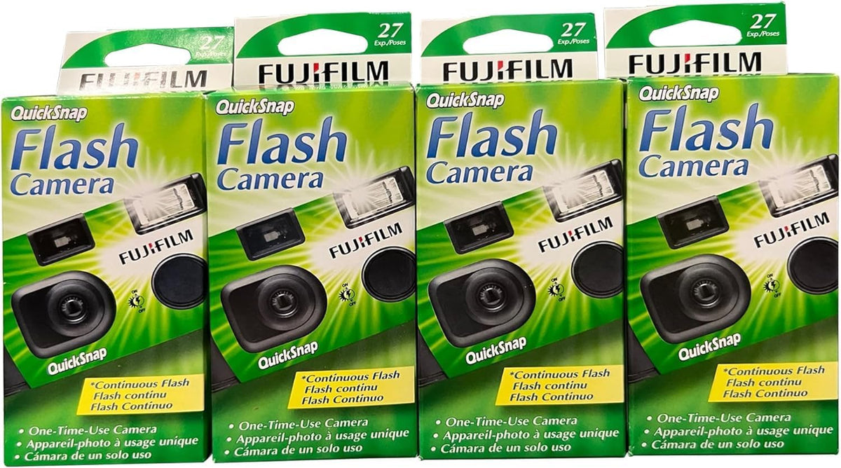 Fujifilm QuickSnap Flash 400 Disposable 35mm Camera w/Flash, 27 Exp, 4-Pack
