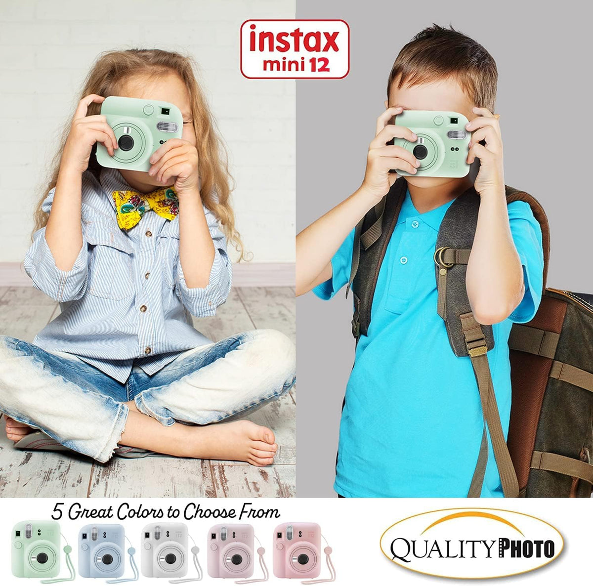 Fujifilm Instax Mini 12 Instant Camera + 60 Photo Prints + Accessories, Lilac Purple