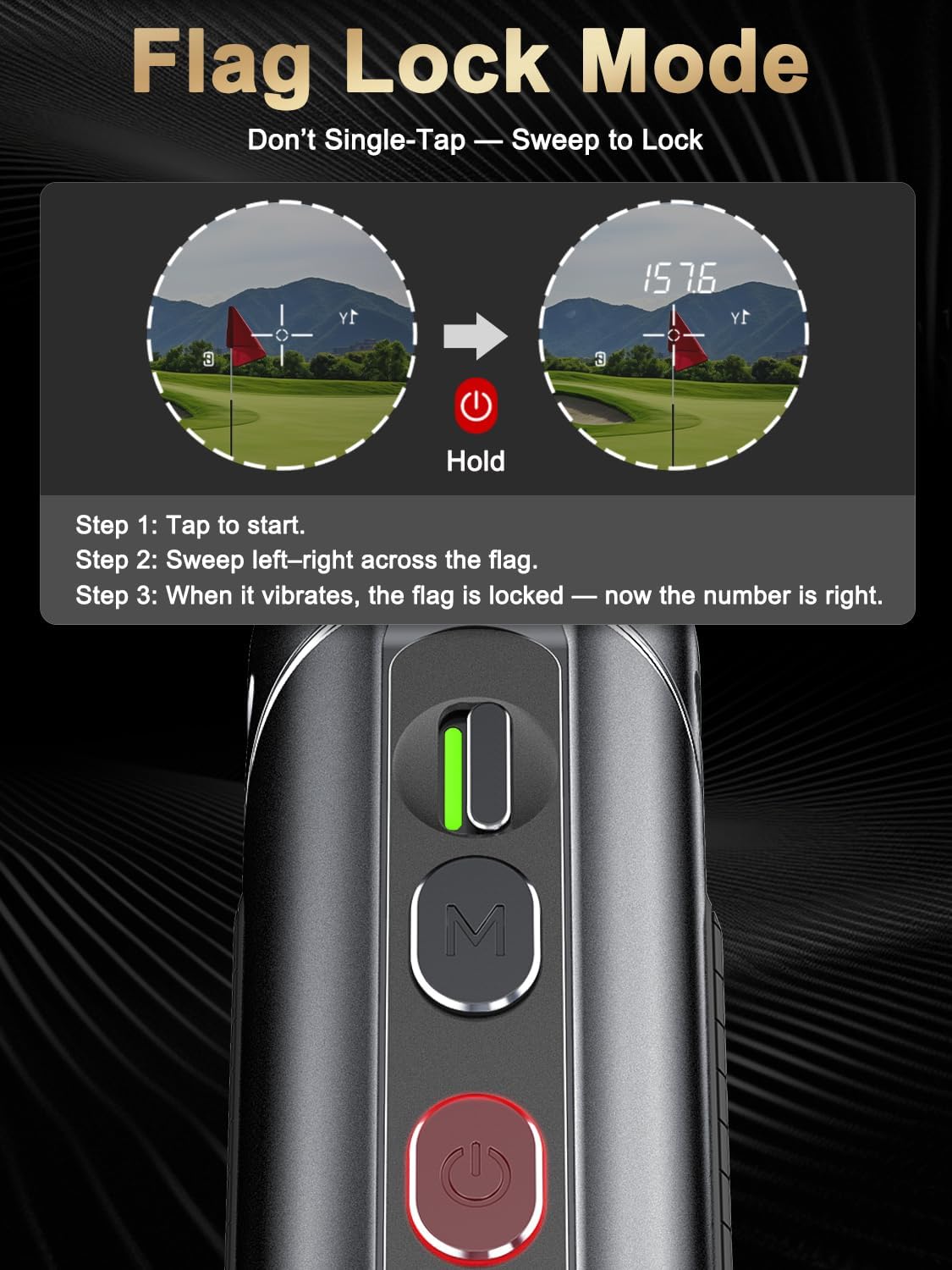 1300Y Golf Rangefinder with Slope, Flag Lock Vibration, 7X Magnification