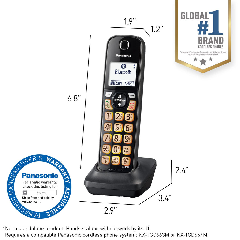 Panasonic Expandable Cordless Phone System with Link2Cell Bluetooth, Voice Assistant, Answering Machine and Call Blocking - 3 Cordless Handsets - KX-TGD663M (Metallic Black)