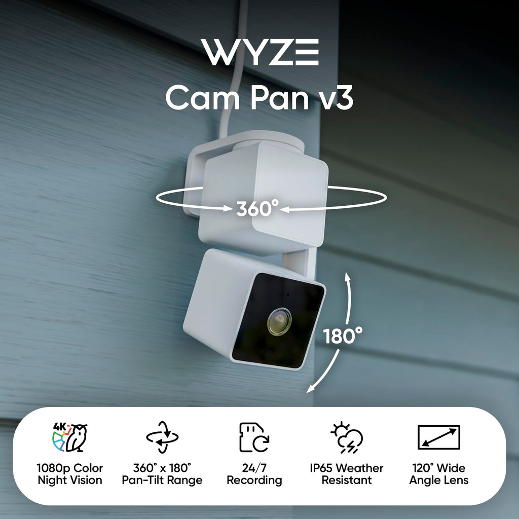 WYZE Cam Pan v3, Indoor/Outdoor Security Camera with 360Â° Pan/Tilt/Zoom