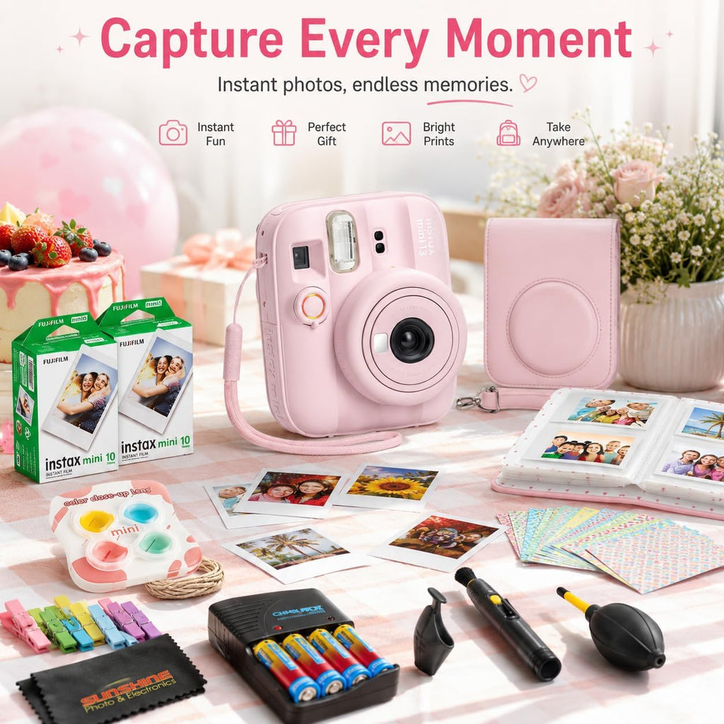 FUJIFILM instax Mini 13 Instant Film Camera Bundle (Candy Pink)