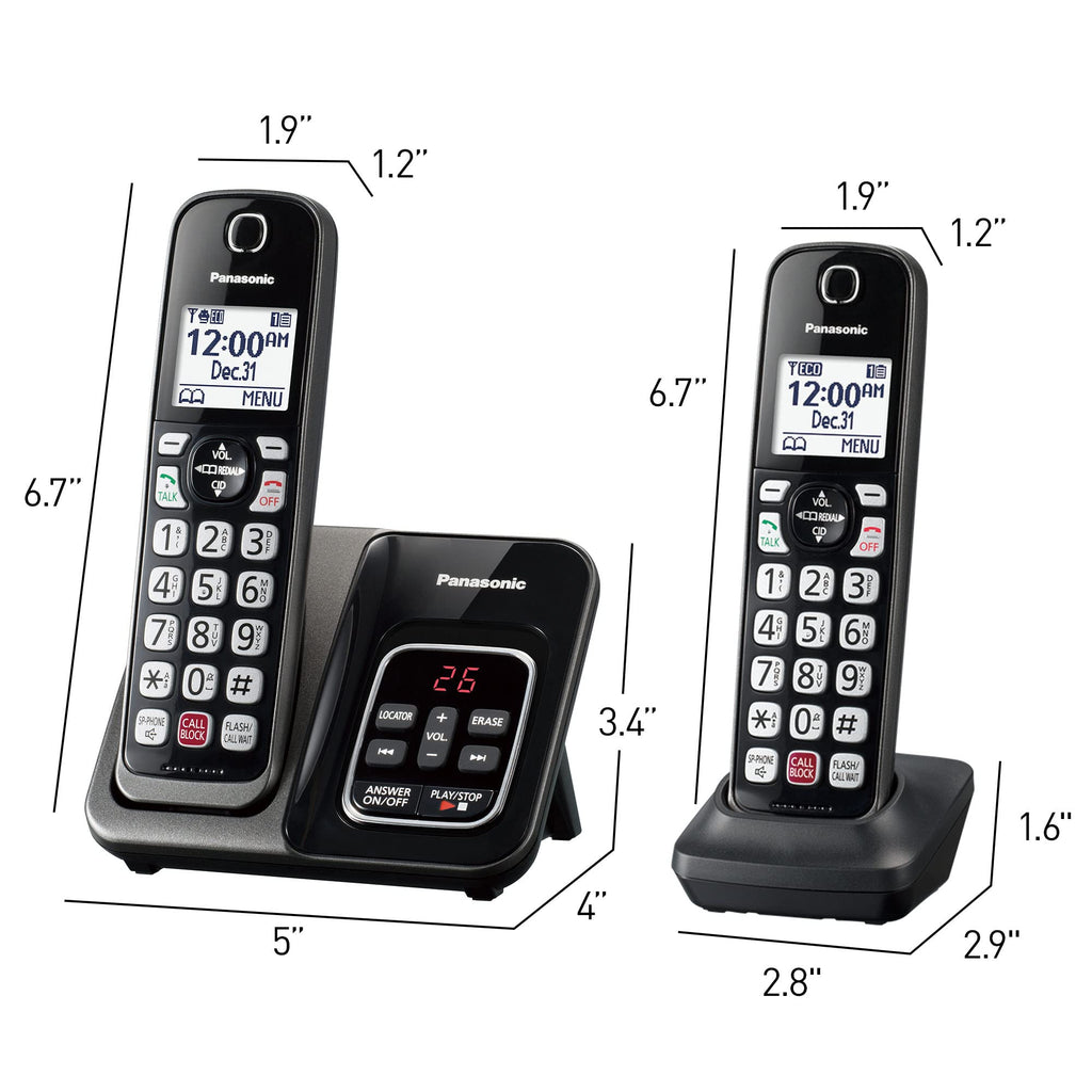 Panasonic Cordless Phone with Answering Machine, Link2Cell Bluetooth Home Phones, Voice Assistant and Advanced Call Blocking, Expandable System with 4 Handsets, Cordless Telephone, KX-TGD864W (White)
