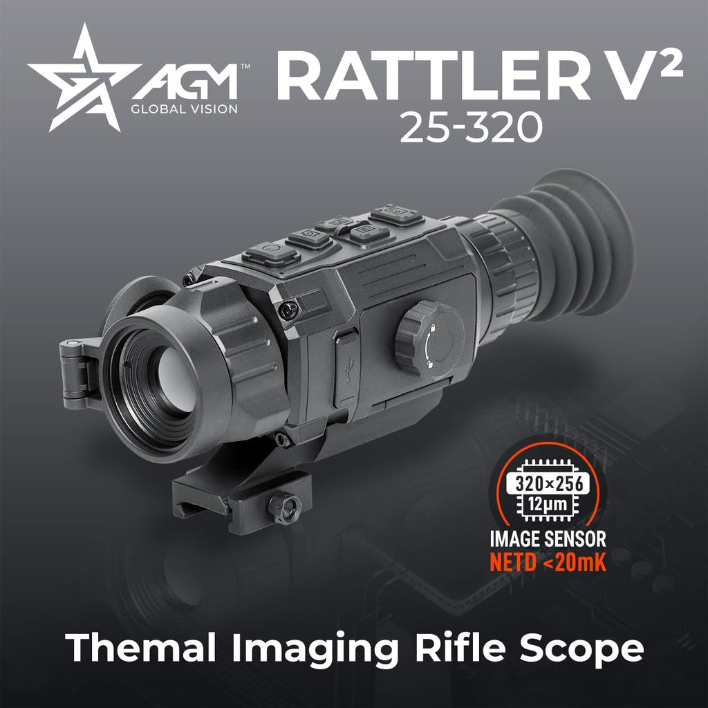 AGM Global Vision Rattler V2 Thermal Imaging Scope for Hunting, High Resolution with High Sensitivity Thermal Optics, Waterproof & Durable, Includes Thermal Targets & Cleaning Cloth