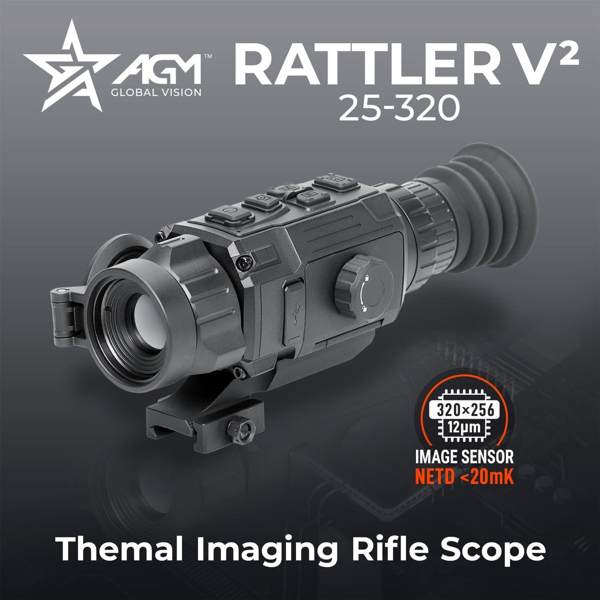AGM Global Vision Rattler V2 Thermal Imaging Scope for Hunting, High Resolution with High Sensitivity Thermal Optics, Waterproof & Durable, Includes Thermal Targets & Cleaning Cloth