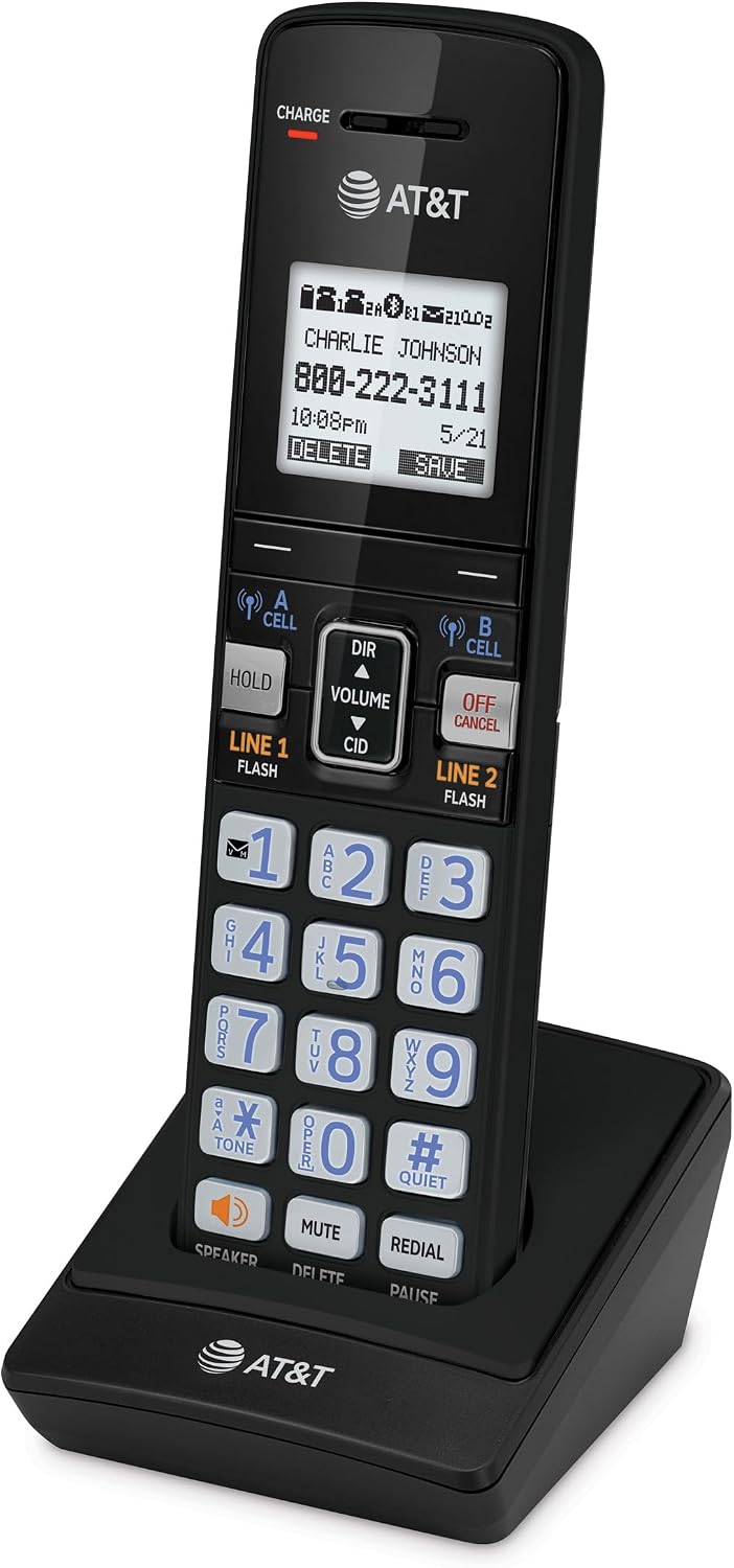 AT&T TL86123 2-Line Corded/Cordless Phone with Answering System, DECT 6.0 Digital Technology, Caller ID/Call Waiting, Intercom, Call Transfer and Remote Access (3 User System)