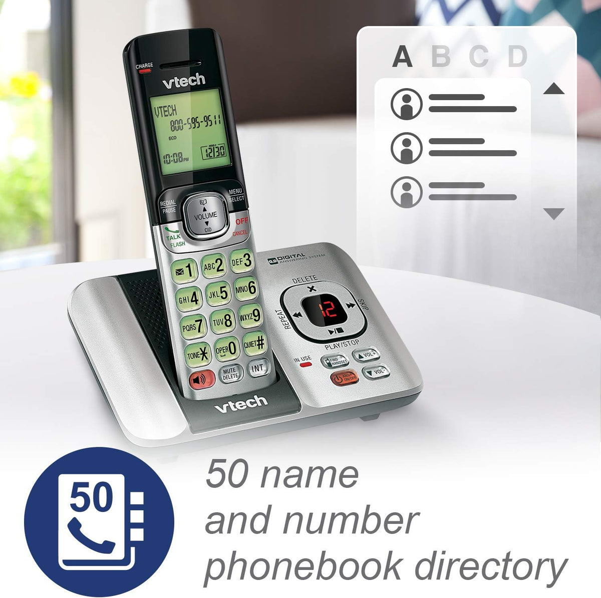 VTech CS6529-4B 4-Handset Cordless Phone with Answering Machine, Caller ID/Call Waiting, DECT 6.0 System, Wall Mountable