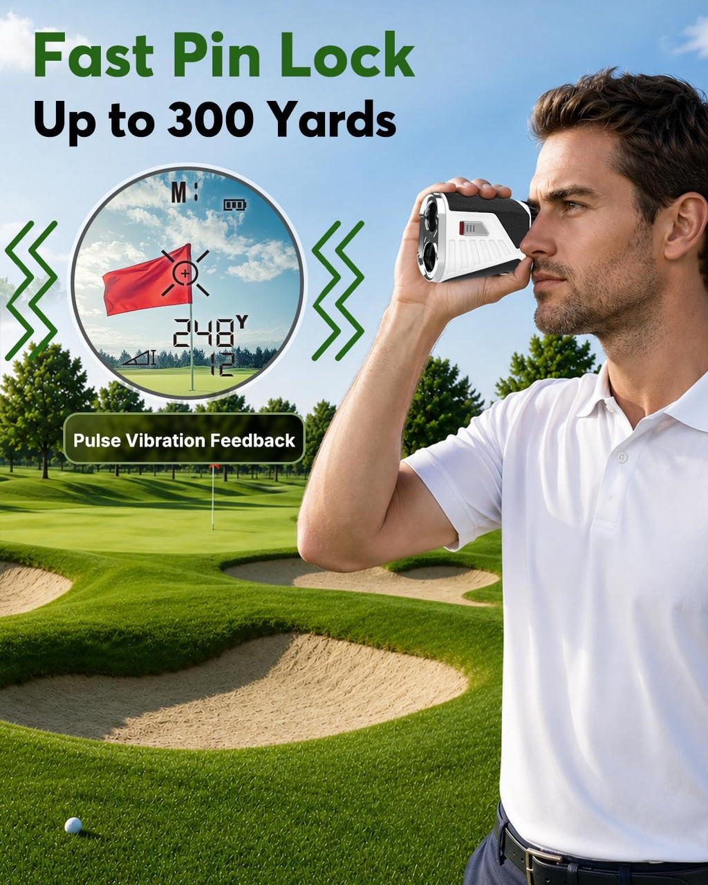 Golf Rangefinder with Slope, 1200 Yards Range Finder Golf with Rechargeable Battery, Magnetic Strap, Flag Pole Locking Vibration, 6X Magnification
