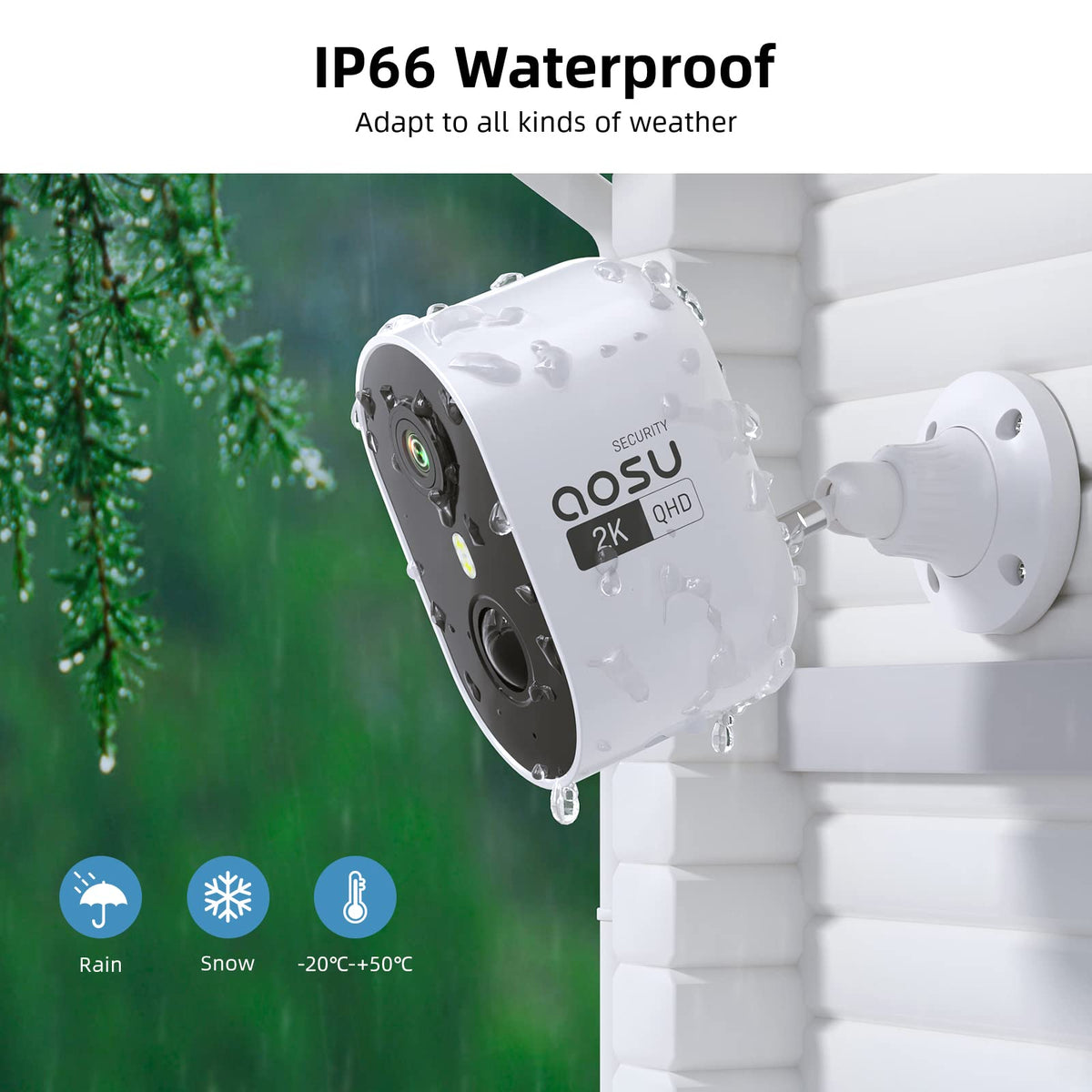 aosu 2K Battery Security Cameras Wireless Outdoor System, 4-Cam-Kit