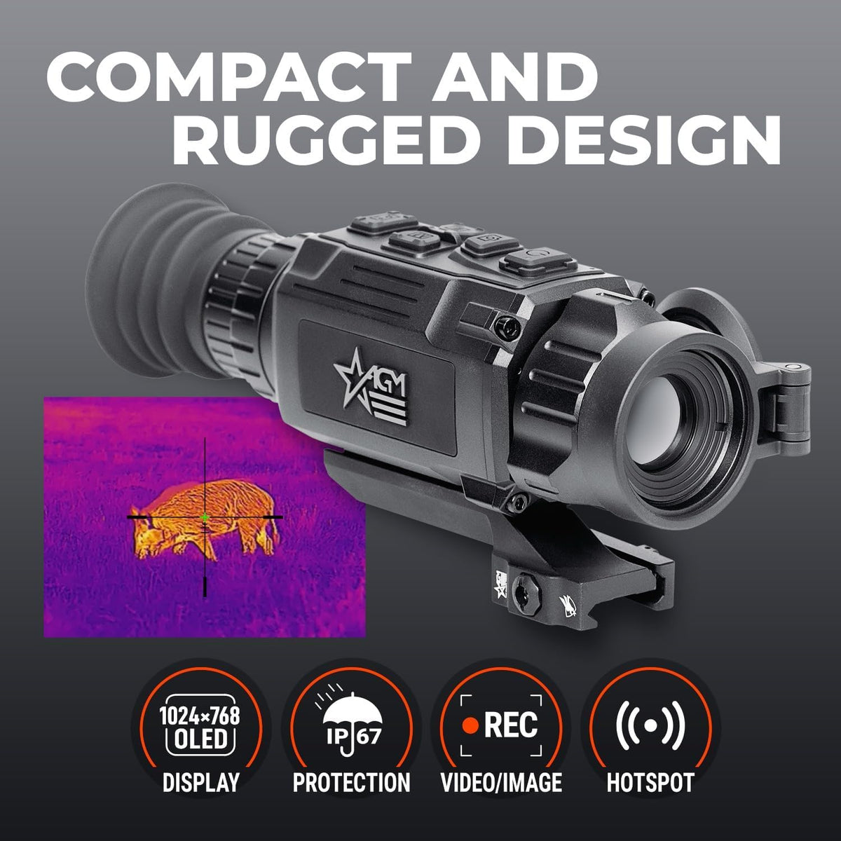 AGM Global Vision Rattler V2 Thermal Imaging Scope for Hunting, High Resolution with High Sensitivity Thermal Optics, Waterproof & Durable, Includes Thermal Targets & Cleaning Cloth