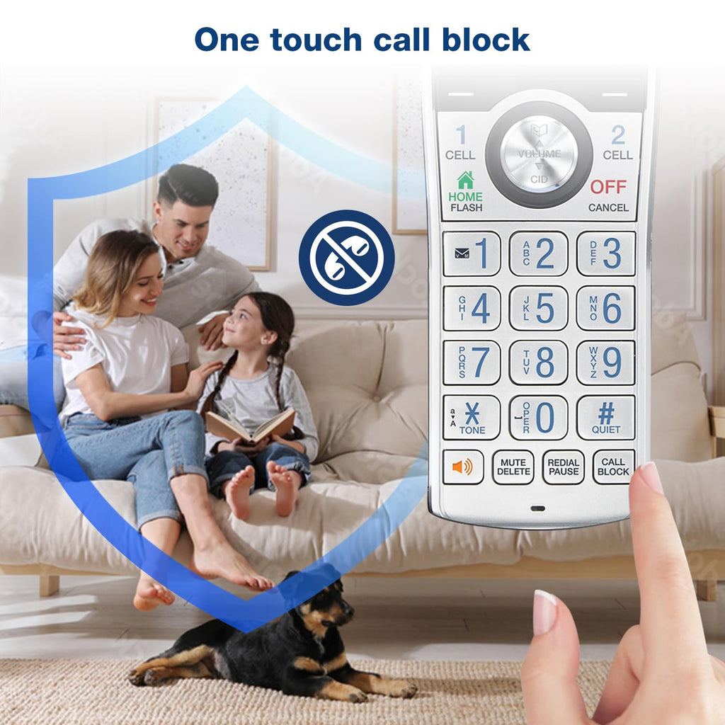 VTech IS8151-2 Super Long Range 2 Handset DECT 6.0 Cordless Phone for Home with Answering Machine, 2300 ft Range, Call Blocking, Bluetooth, Headset Jack, Power Backup, Intercom, Expandable to 12 HS