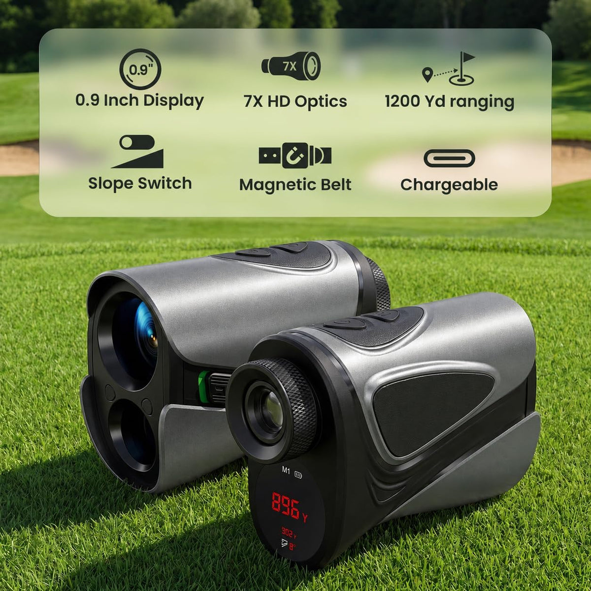 Golf Rangefinder 1200 Y Slope Compensation, Flag-Lock Alert & Touchscreen.