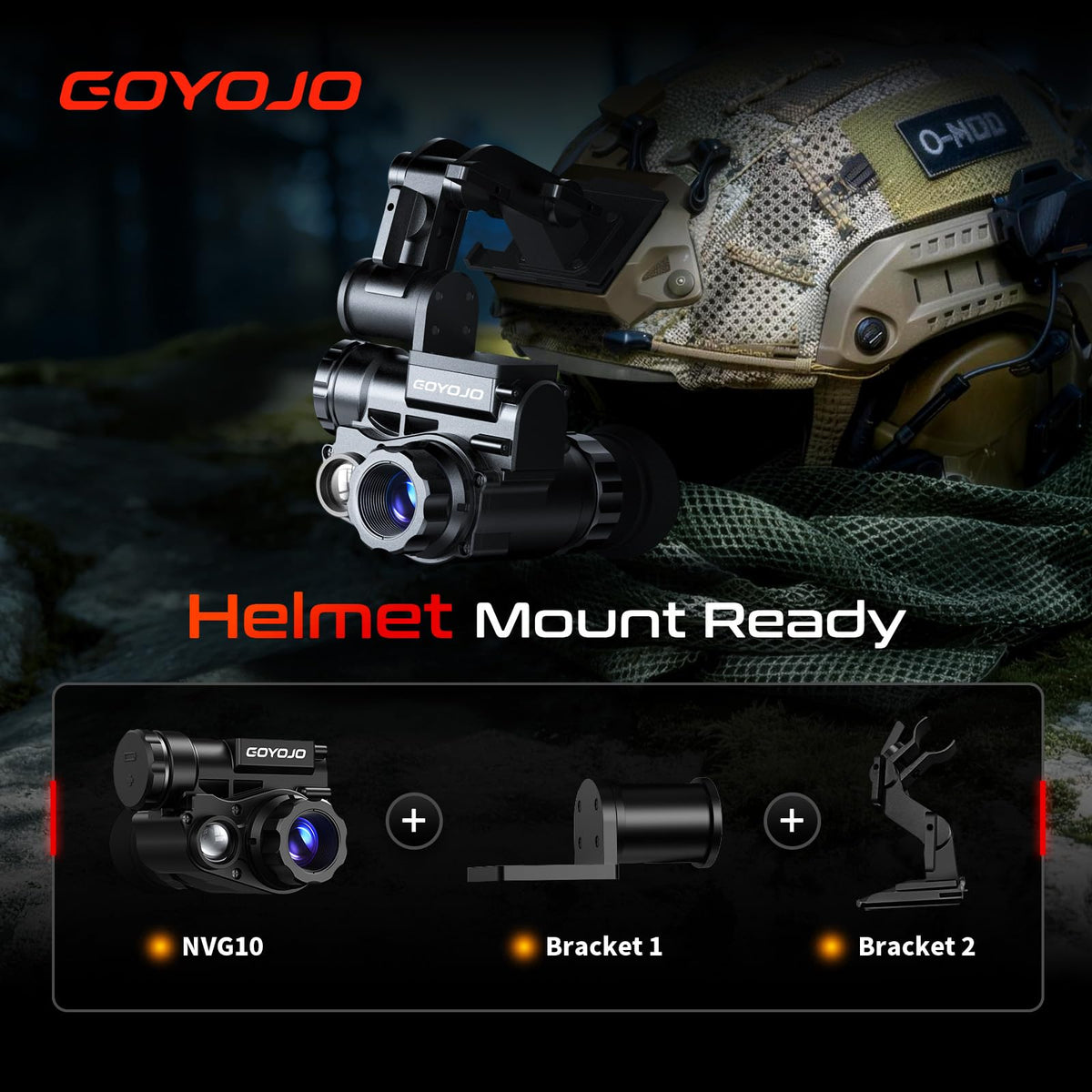 GOYOJO GNG2K Night Vision Monocular - 2K / 60Hz Refresh Digital Night Vision Goggles, Helmet Mountable, Stealth Infrared 940nm NVG with 0.0001 Lux Sensor, 4 Color Modes for Tactical/Hunting/Camping