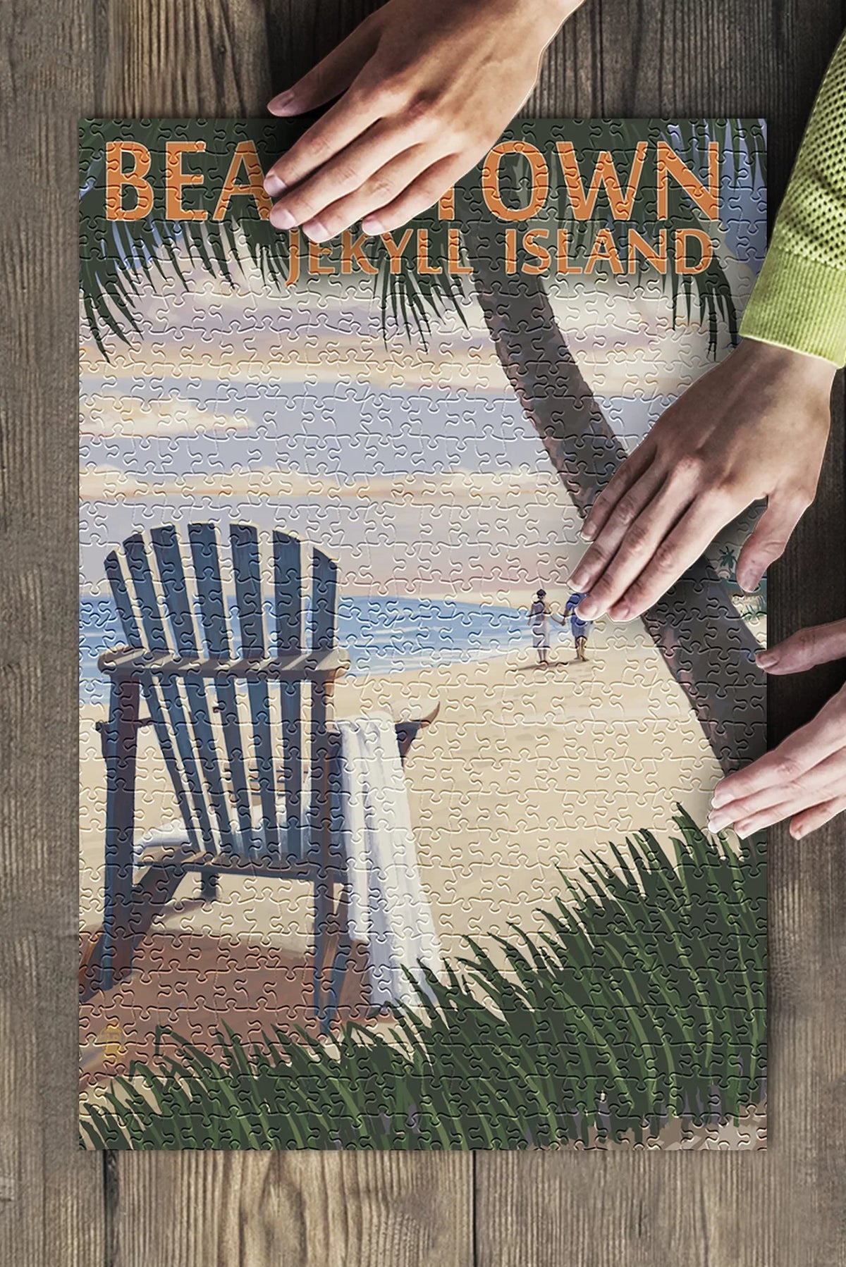 Jekyll Adults and in Family, Island, 500 Adirondack Made on inches, USA) for Beachtown, Premium Jigsaw the Chair Georgia, Beach Piece (19x27 Puzzle