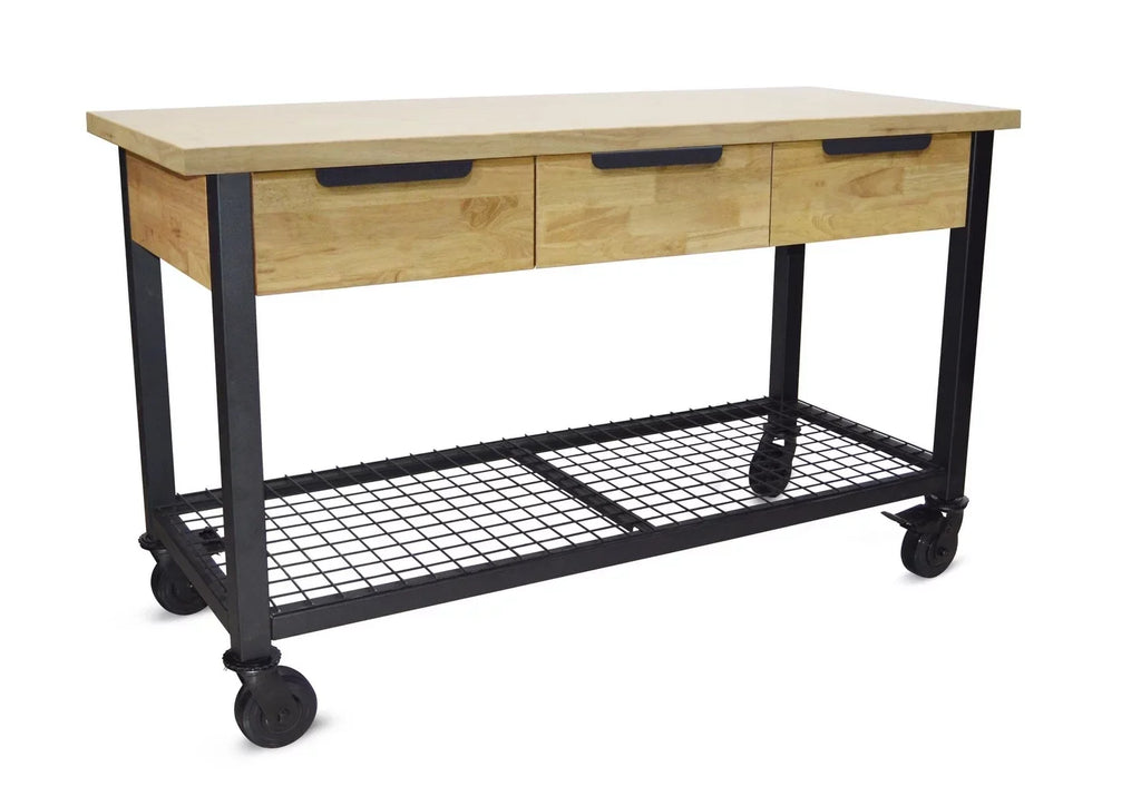 62" Metal Wood Rove Industrial Workbench &