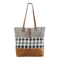 Canvas Upcycled handbag purse western OHLAY TOTE bag Genuine Wool Embossed Leather women KB239 Upcycled KB