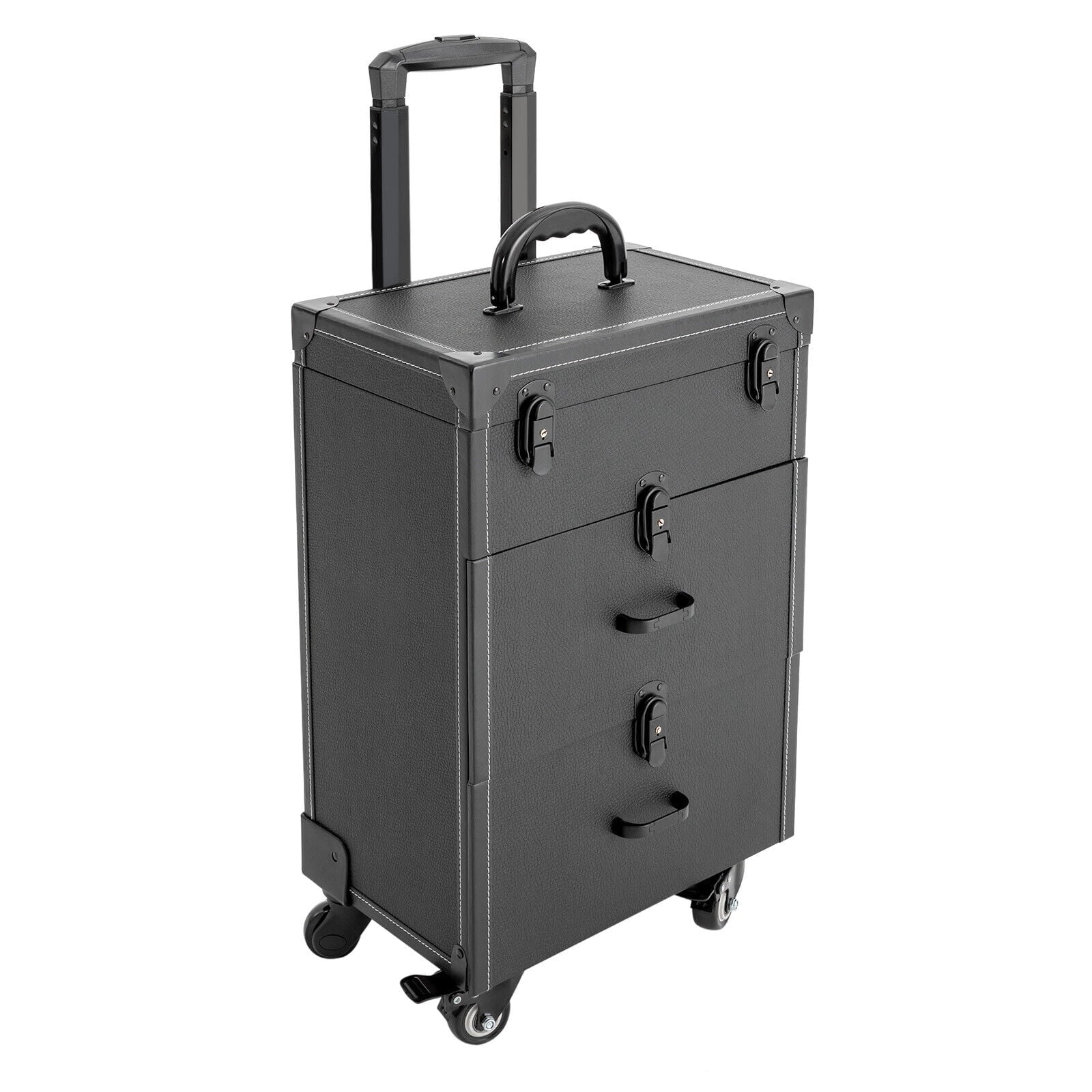 Polish Organizer 4 Train ZhdnBhnos Wheels Lock (Black) Box Rolling w/ Nail Storage & Case Luggage Trolley Makeup Cosmetic