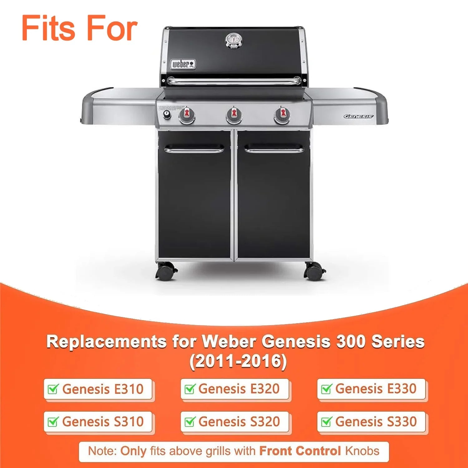 EP310 E320 EP320 S320 Replacement Weber Burner Control (2007-2010), Burner S310 Grill for Steel 67820 Stainless Series Genesis Side 34-1/4 Grill Knobs, Set 300 Tube E310 67722 Genesis Inch Grills with