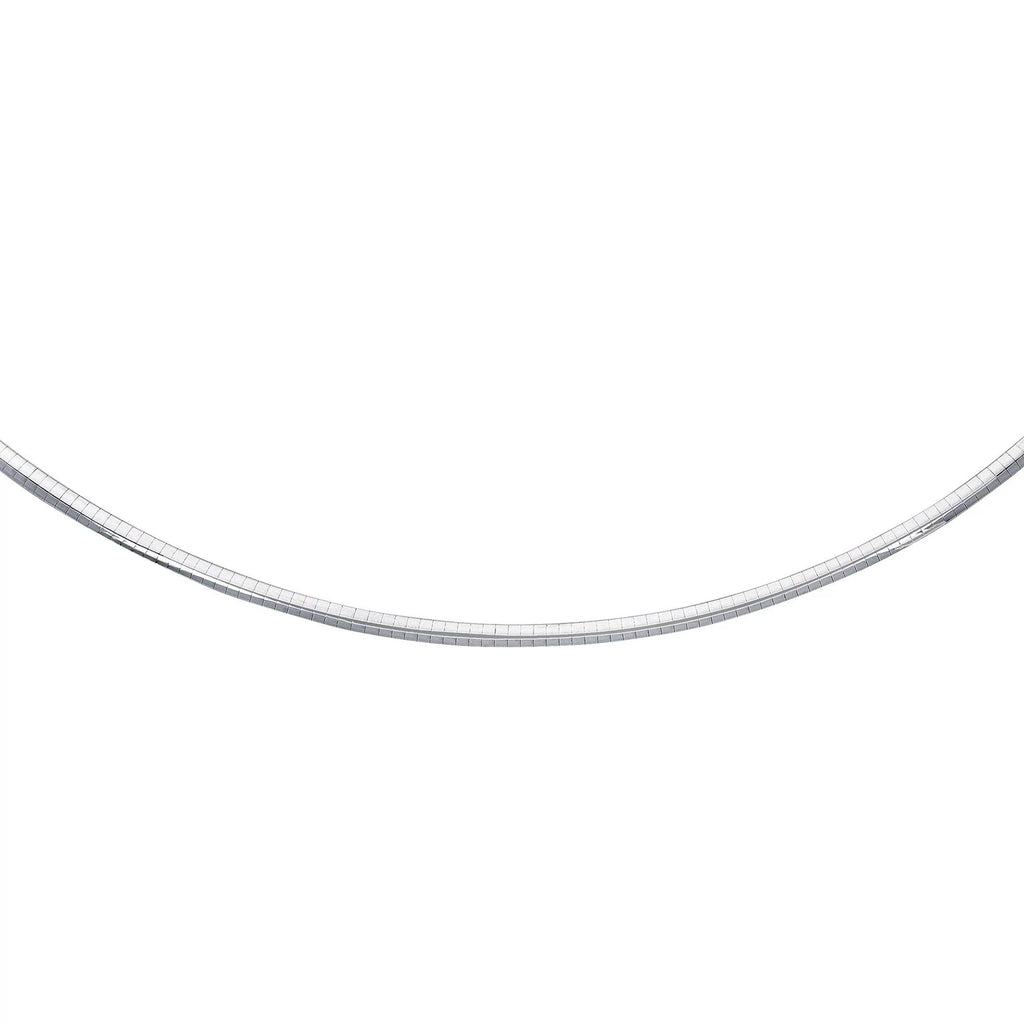 Round Necklace mm Sterling Omega Claw Rhodium w/Lobster Clasp JewelStop Classic 18" 4 Silver