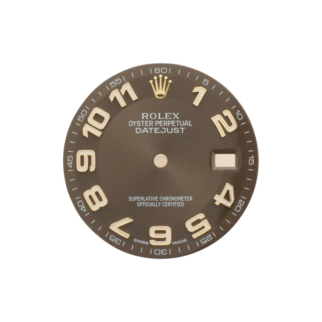 Numerals Datejust Factory 36MM Gold Brown Arabic Chocolate Rolex & Dial Sunburst