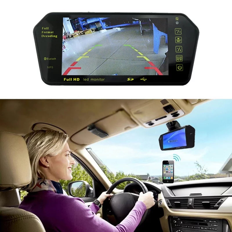 USB Car with Monitor Slot Display Mp5 Mirror Photo TFT Built-in RearView Full HD 7" LCD FM inch Bluetooth TF Car