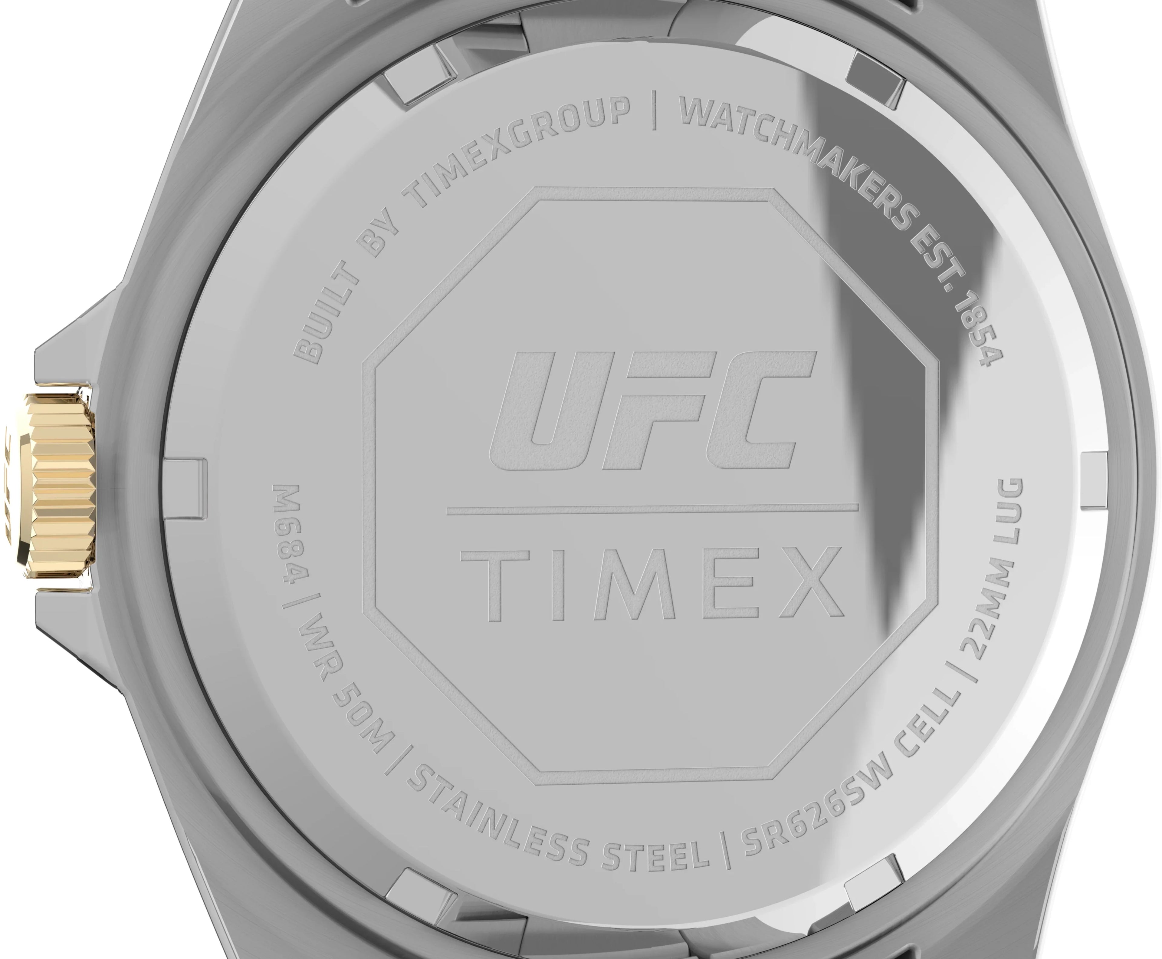 Watch - Blue Men's Timex Two-Tone UFC Case Strap Silver-Tone 42mm Debut Dial