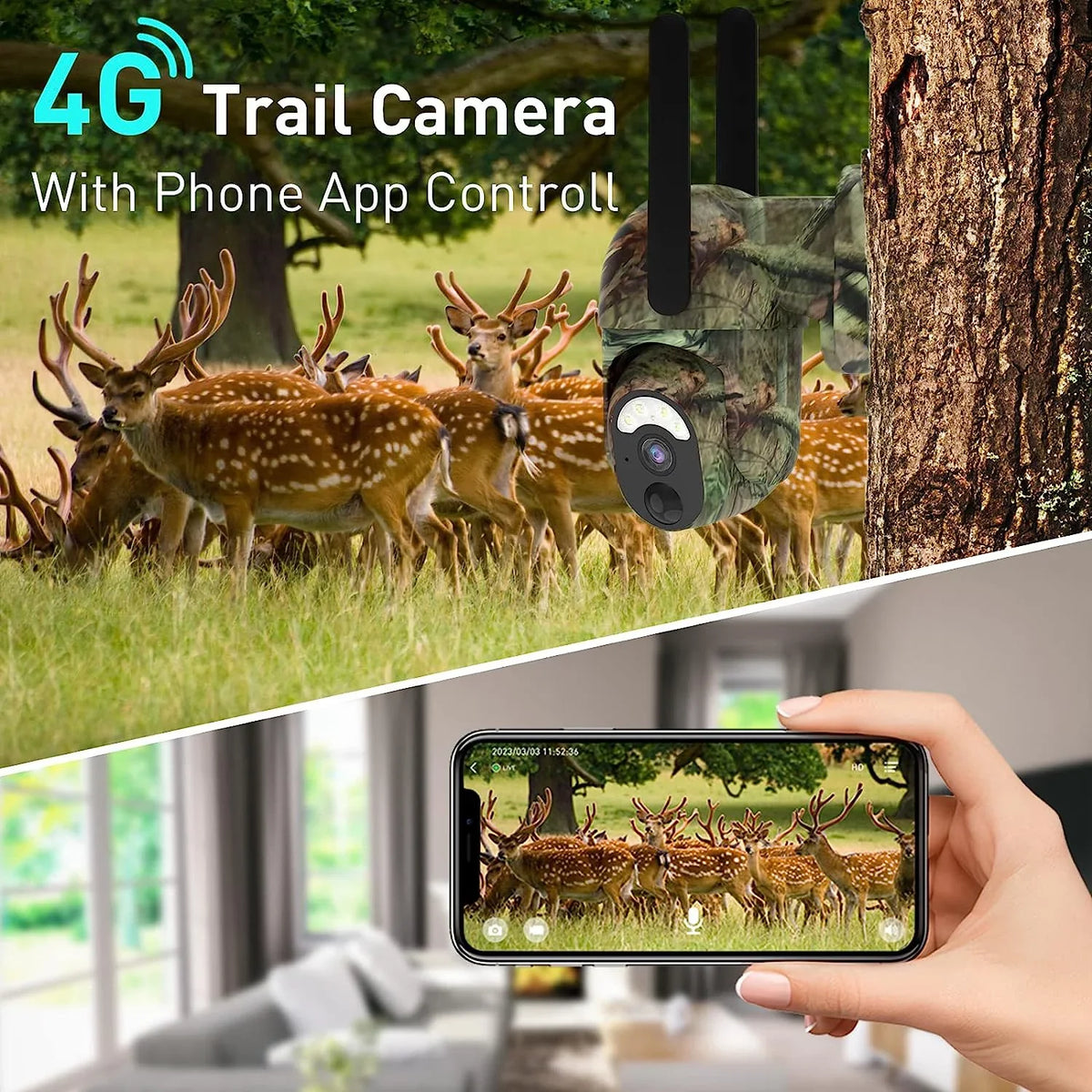 Hunting with 355°View Trial Vision 1080p Tilt with Night Soliom Pan Outdoor LTE Camera SIM Cellular S50 3G/4G Card,Wireless Cameras