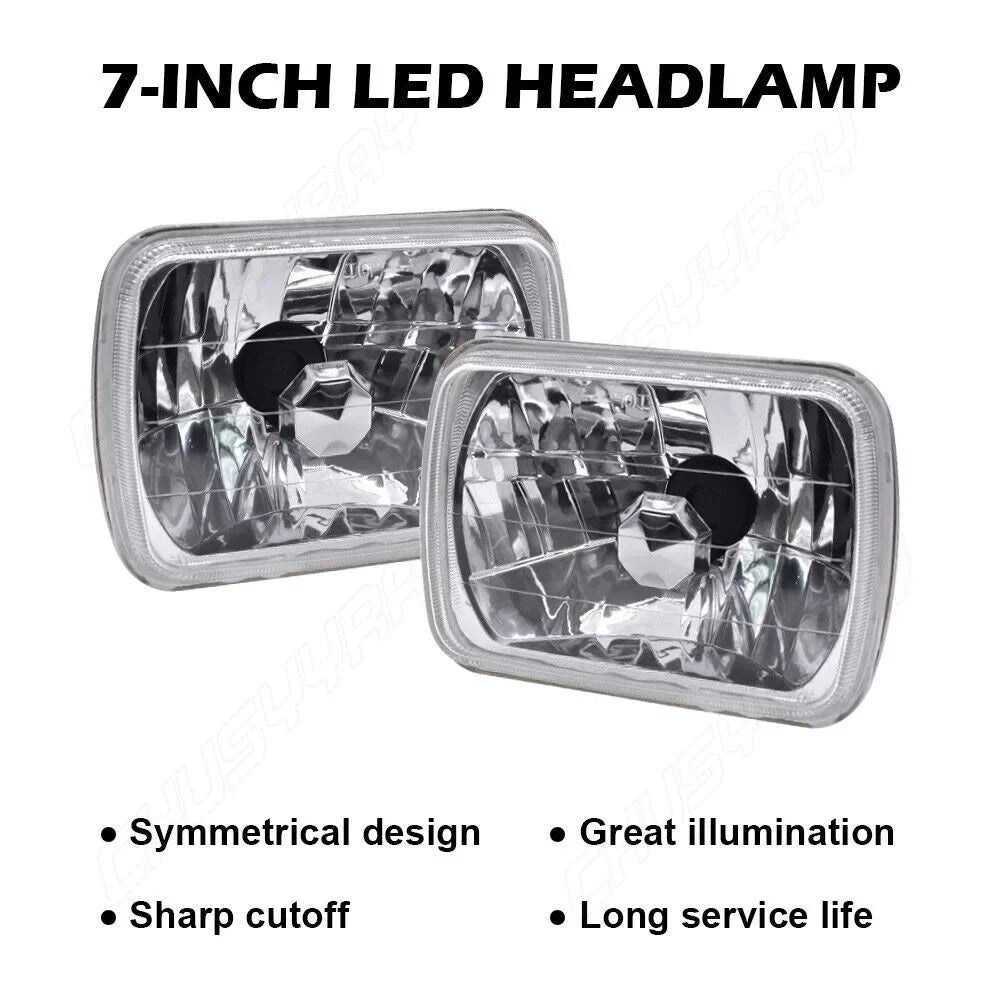 LED Beam For XJ 5X7 Wrangler Jeep Hi-Lo 7x6 Rectangle YJ Cherokee Headlights