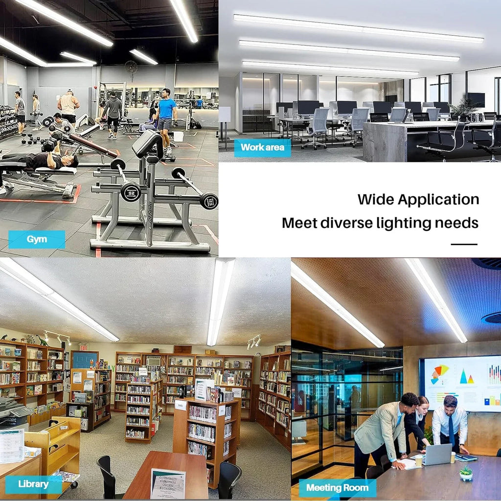 Slim Garage Lights, Office 4 Shop LED Foot 110W Wraparound T8 Mount for 8 8FT Pack QCAI 5000K, Compact Fluorescent Ultra Grade 12500LM, Equiv.], Flush Warehouse, Light LED Commercial [6-lamp Strip