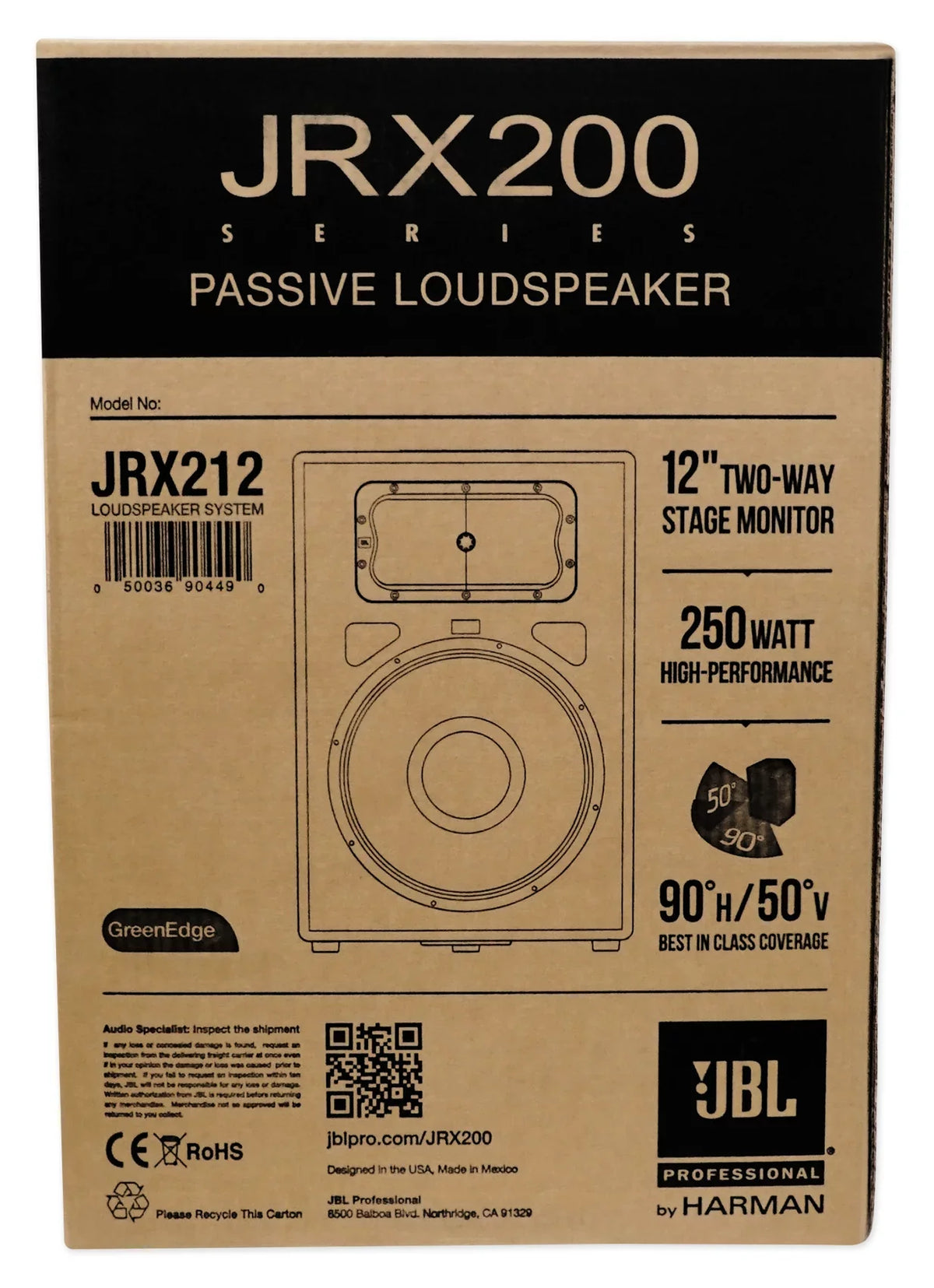 Truck Wedge JRX212 2-Way Hand JBL DJ Floor 1,000 Monitor + 12" P/A Speaker Watt
