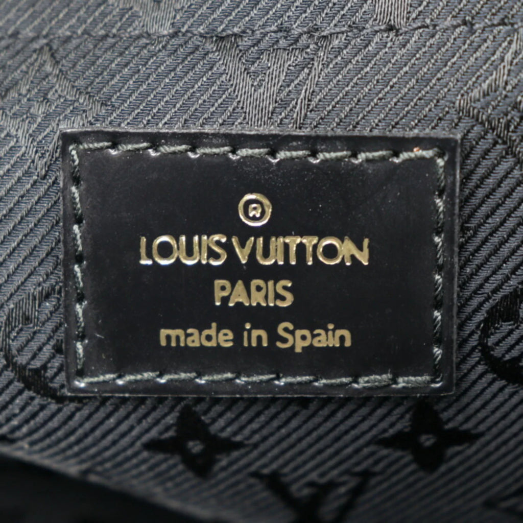 Gold Pre-Owned GM Vuitton Stamp LOUIS VUITTON Gray Hardware (Good) Black Leather Louis Bag Handbag Suede Calf M95237
