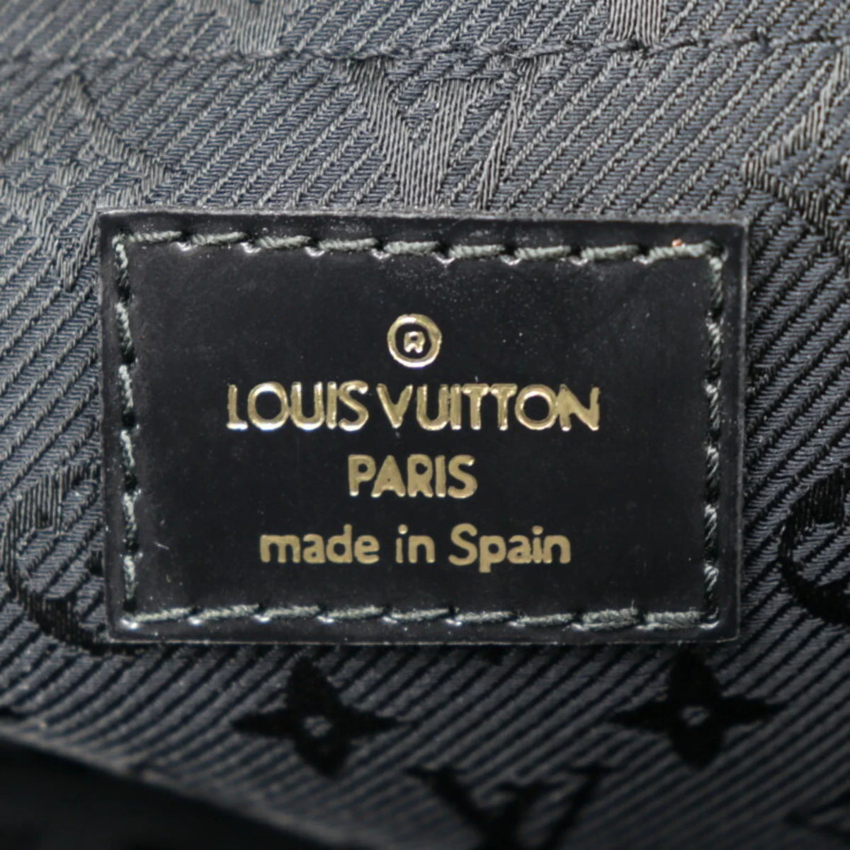 Gold Pre-Owned GM Vuitton Stamp LOUIS VUITTON Gray Hardware (Good) Black Leather Louis Bag Handbag Suede Calf M95237