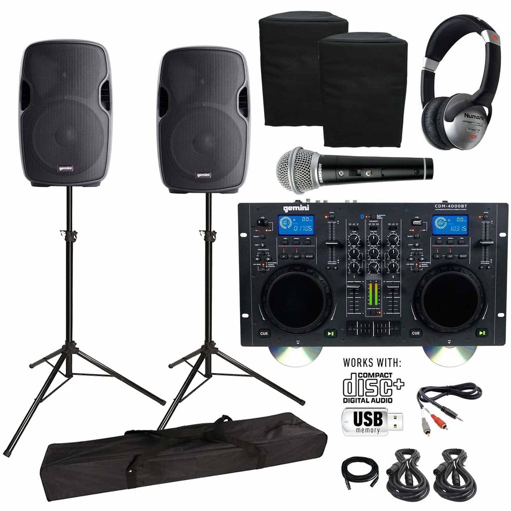 Media & Woofers Bluetooth Package CDM-4000BT Active CD/MP3/USB Gemini 15" DJ Speaker Player AS-1500P with