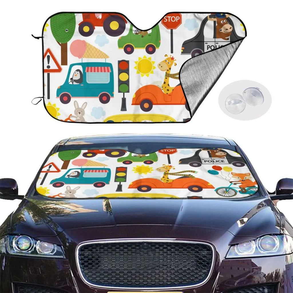 Balery Cover Interior Truck Shade, Animals Car Uv Sunshade Rays Pickup Window Front For Suv Accessories- ,Automotive With Small Blocks Portected Sun Transports Car Windshield
