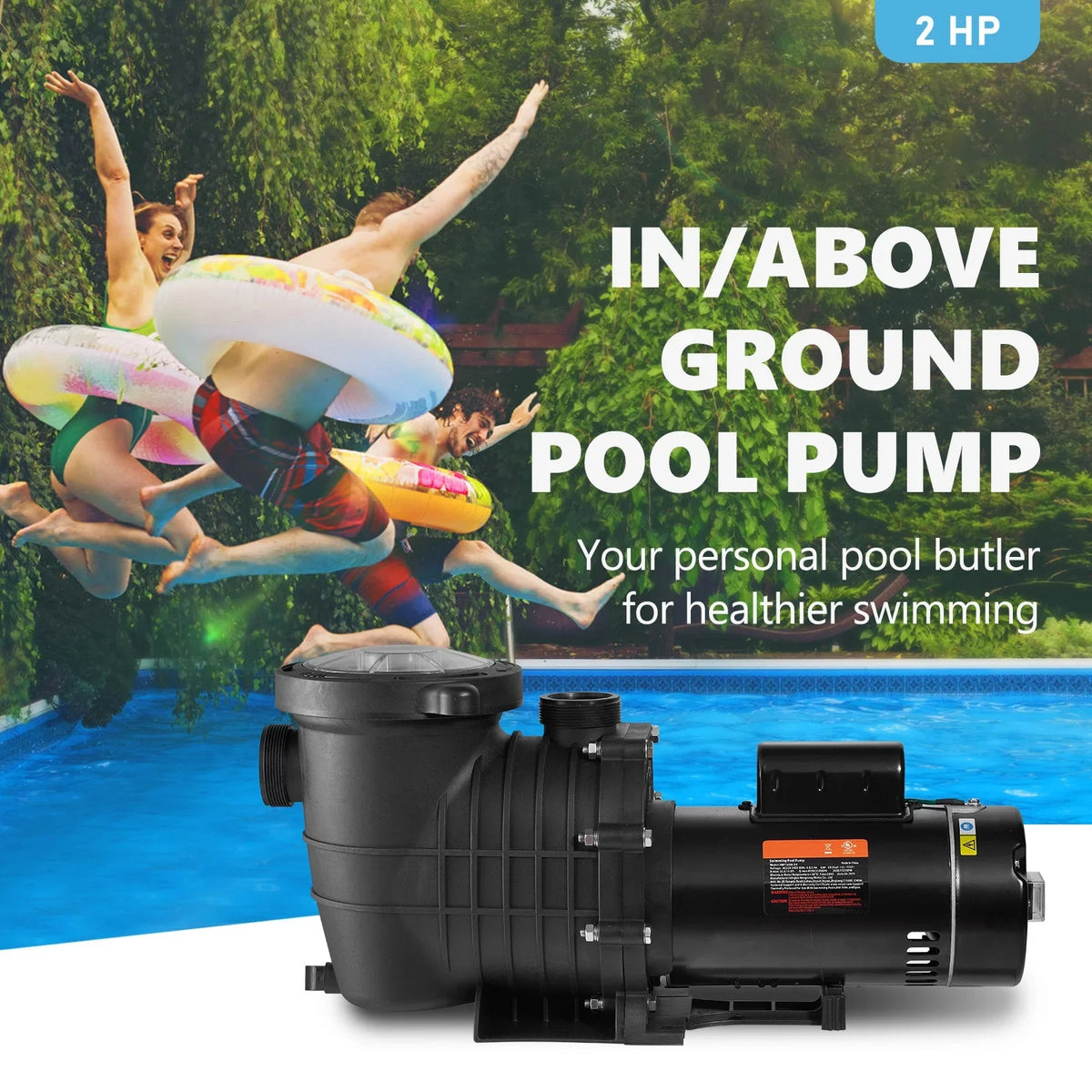 Pump, ETL Pool Swimming in/Above Certification Security HP 2 Flow, V, Max. Speed Basket, 1500 Double 5520 for W Strainer Pool of Ground SKYSHALO GPH Pump for 230 w/