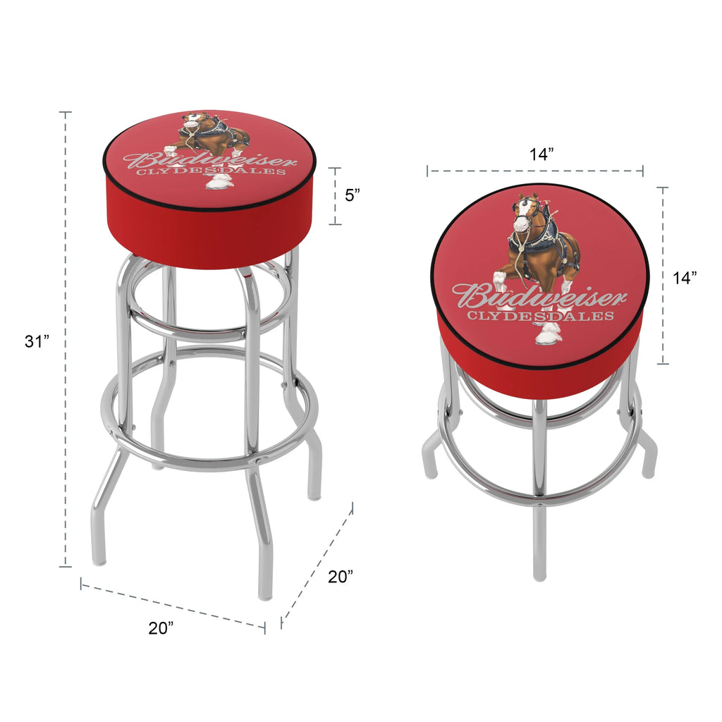 Padded Clydesdale - Stool Budweiser Swivel Bar Red