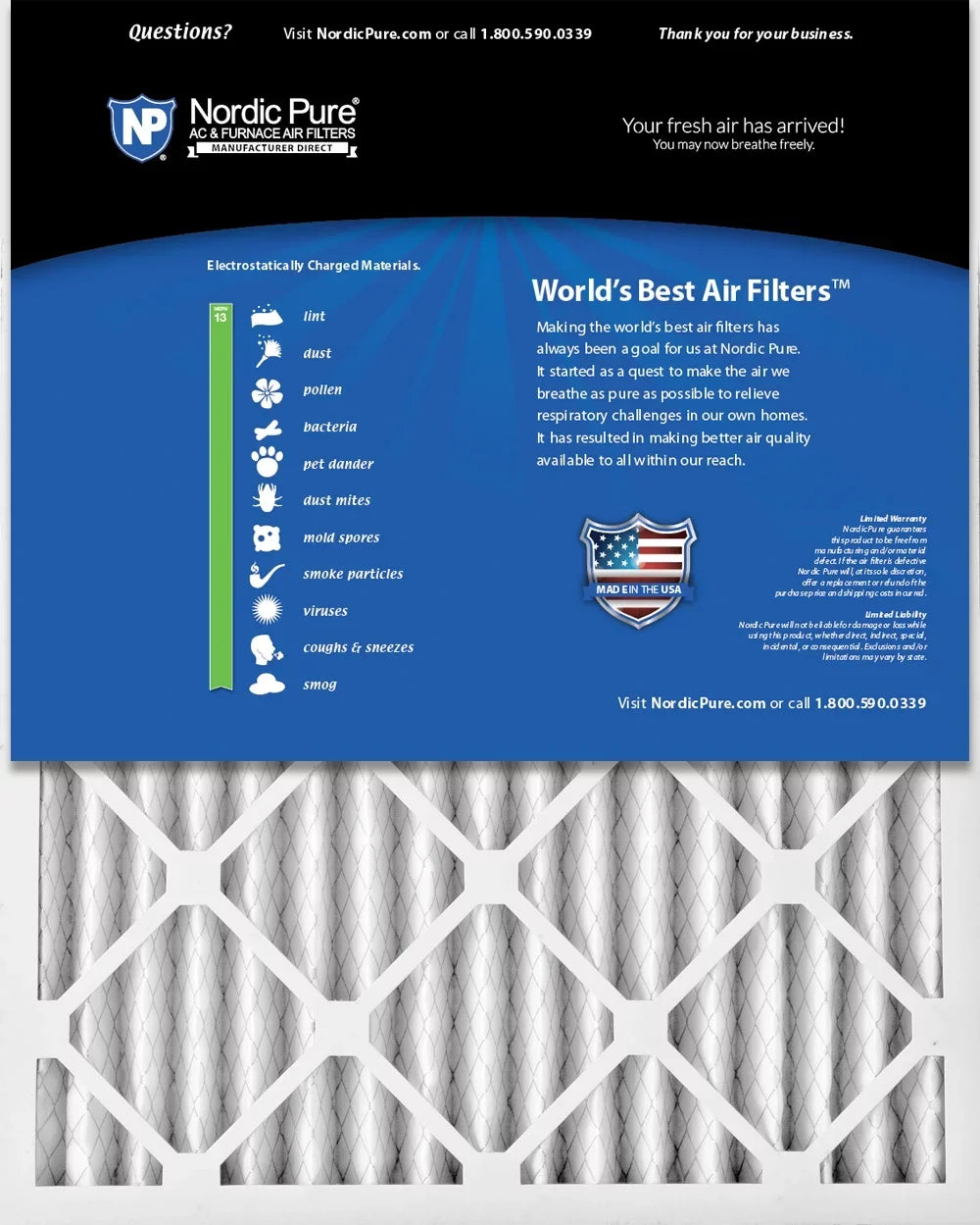 3 MERV 13 16x30x2 Filters Nordic Pleated atmospheric Pure Pack