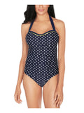 Fixed Sweetheart Stretch Coverage M Dot Tummy Navy Control Tie Cups Swimsuit Moderate NAUTICA Polka Piece One Women's