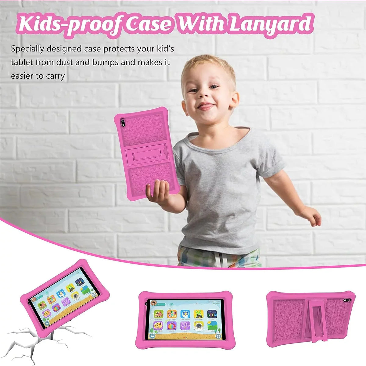 Case, Parental 32GB Tablets, Dual Toddler Tablet, for Learning Camera, Kids with RAM Control Tablet inch for WiFi, Androrid Tablet Tablet ROM 2GB Kids 11 Certificated, Google Bluetooth, 7