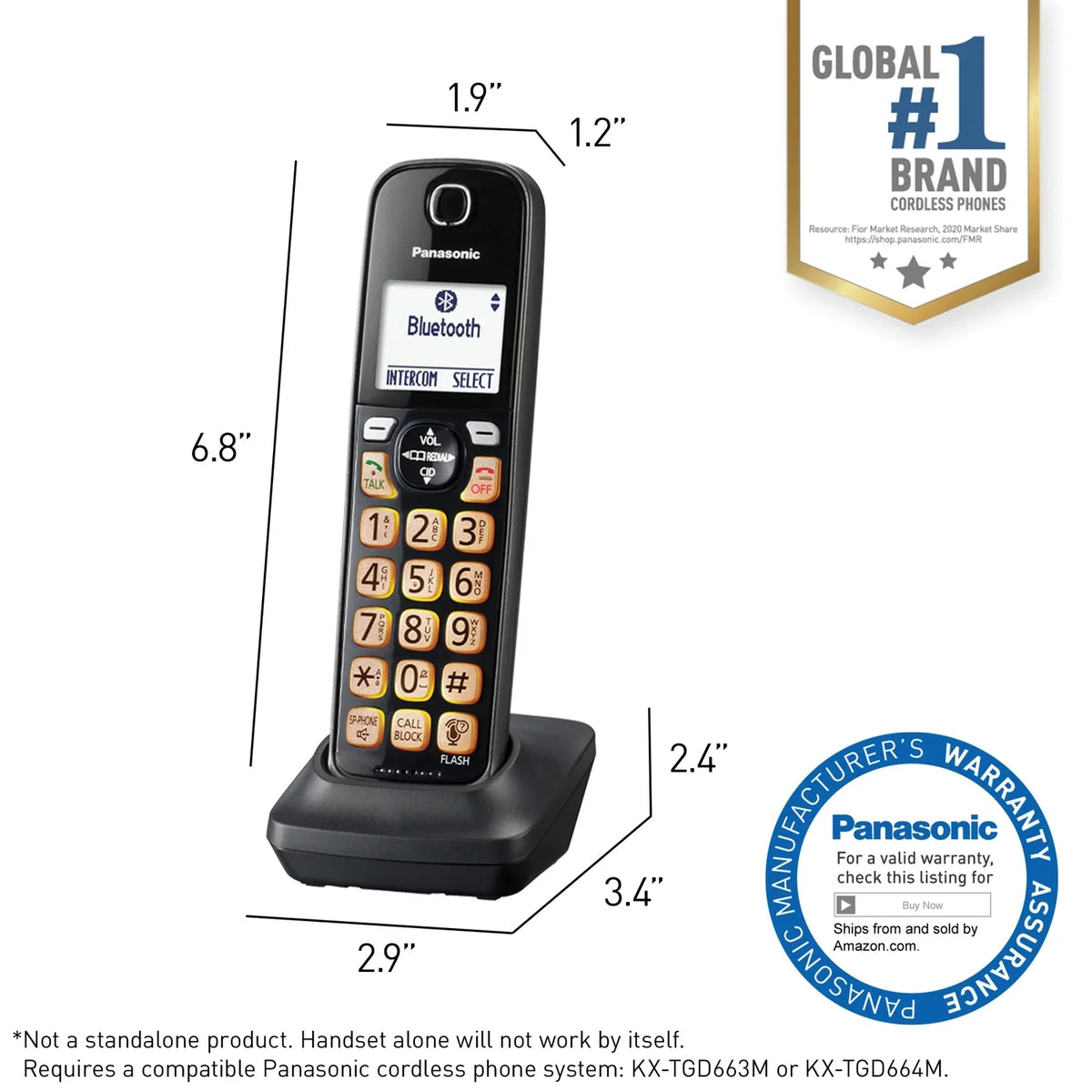 Handset, Panasonic Cordless KX-TGDA66M KX-TGD66x Accessory Phone