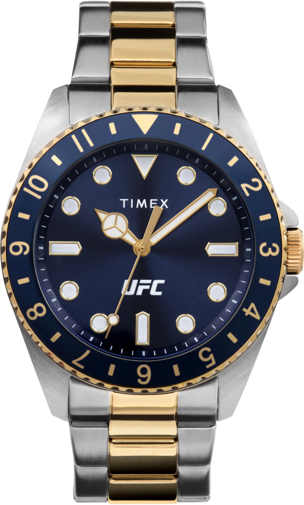 Watch - Blue Men's Timex Two-Tone UFC Case Strap Silver-Tone 42mm Debut Dial
