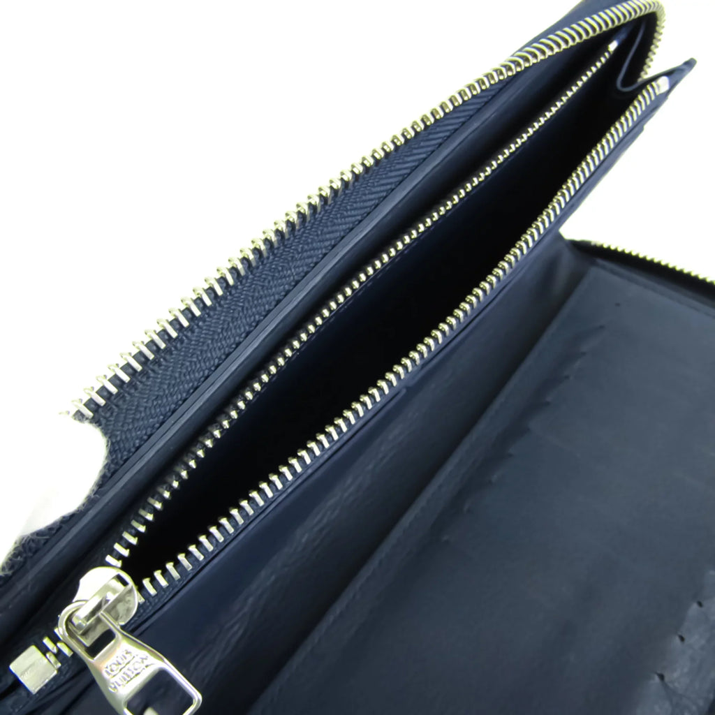 Vertical Louis Zippy Taurillon Leather (bi-fold) Wallet Long Vuitton Wallet Unisex Taurillon Navy M58823 (Good) Pre-Owned