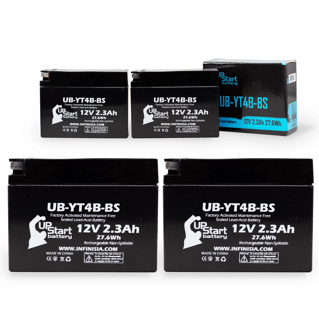 Factory SR400 2010 Yamaha Activated, (FI) Battery 4-Pack for Battery Replacement UB-YT4B-BS Free, 12V, 400CC - UpStart Motorcycle 2.3Ah, Maintenance